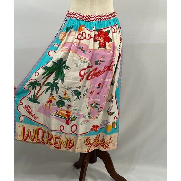 ME369 Sz XS-S Alexa Florida Printed Midi Skirt NWT - Picture 6 of 12
